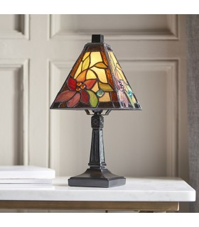 1 Light Mini Table Lamp Dark Bronze, Tiffany Glass, E14 - 2