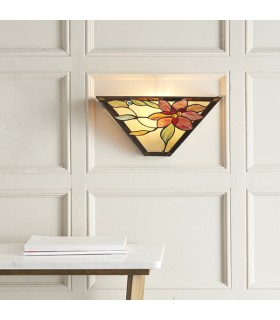 1 Light Indoor Wall Uplighter Dark Bronze with Tiffany Glass, E14 - 2