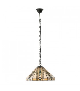 1 Light Medium Ceiling Pendant Dark Bronze, Tiffany glass, E27 - 2