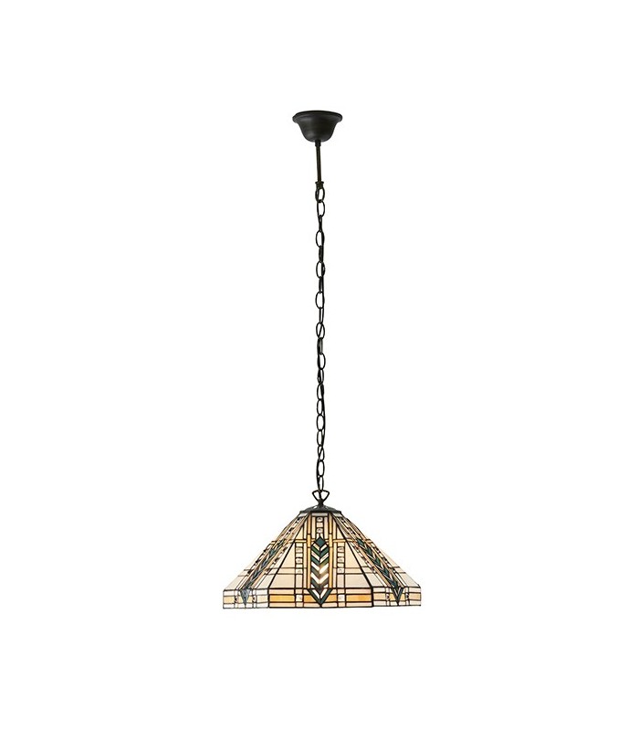 1 Light Medium Ceiling Pendant Dark Bronze, Tiffany glass, E27 - 2