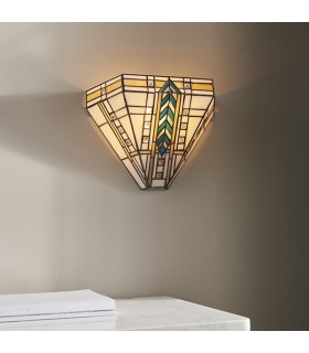 1 Light Indoor Wall Uplighter Dark Bronze with Tiffany Glass, E14 - 2