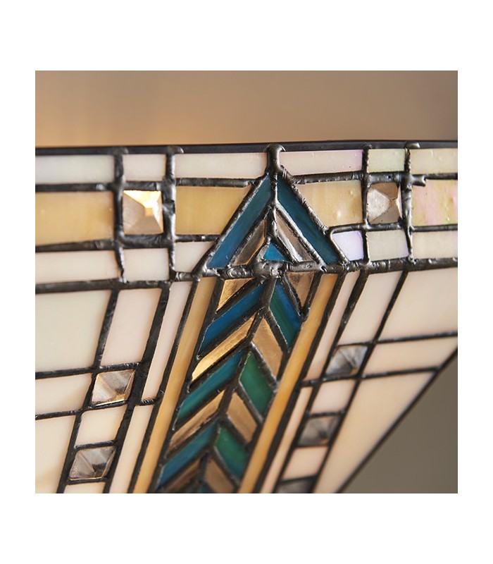 1 Light Indoor Wall Uplighter Dark Bronze with Tiffany Glass, E14 - 4