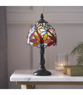 1 Light Mini Table Lamp Dark Bronze, Tiffany Glass, E14 - 2