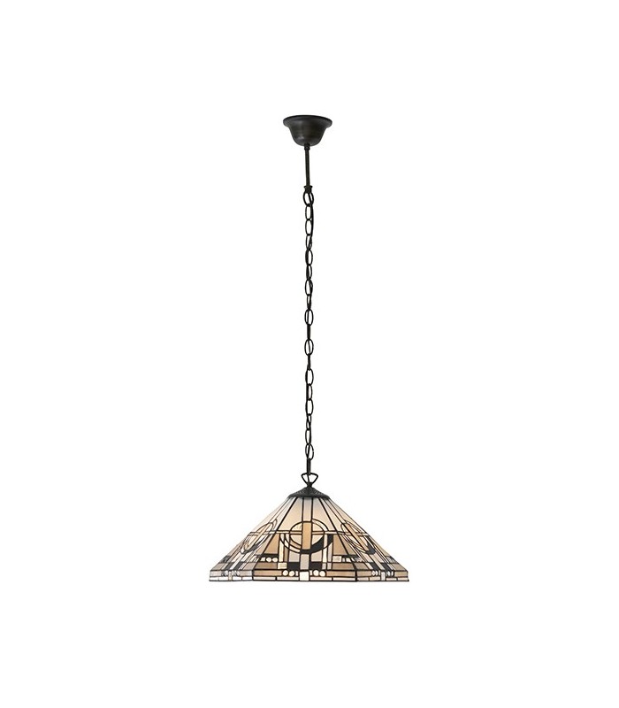 1 Light Medium Ceiling Pendant Dark Bronze, Tiffany glass, E27 - 2