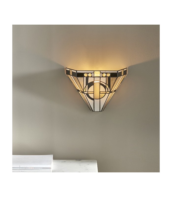 1 Light Indoor Wall Uplighter Dark Bronze with Tiffany Glass, E14 - 2
