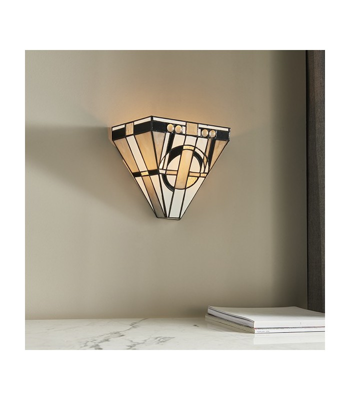 1 Light Indoor Wall Uplighter Dark Bronze with Tiffany Glass, E14 - 3