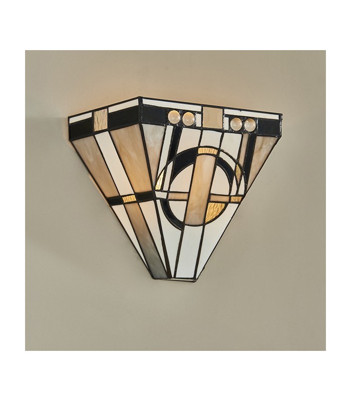 1 Light Indoor Wall Uplighter Dark Bronze with Tiffany Glass, E14 - 4