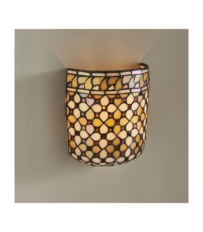 1 Light Indoor Wall Uplighter Dark Bronze with Tiffany Glass, E14 - 3