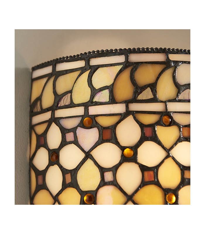 1 Light Indoor Wall Uplighter Dark Bronze with Tiffany Glass, E14 - 4