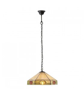 1 Light Medium Ceiling Pendant Dark Bronze, Tiffany glass, E27 - 2