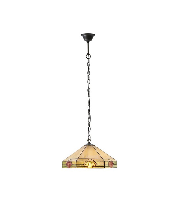 1 Light Medium Ceiling Pendant Dark Bronze, Tiffany glass, E27 - 2