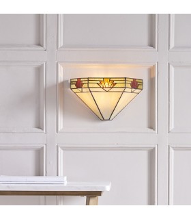 1 Light Indoor Wall Uplighter Dark Bronze with Tiffany Glass, E14 - 2