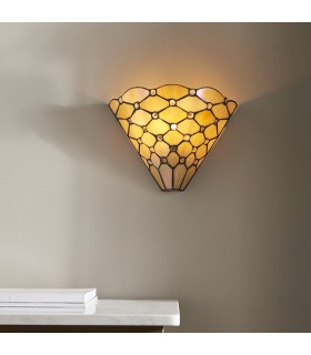 1 Light Indoor Wall Uplighter Dark Bronze with Tiffany Glass, E14 - 2