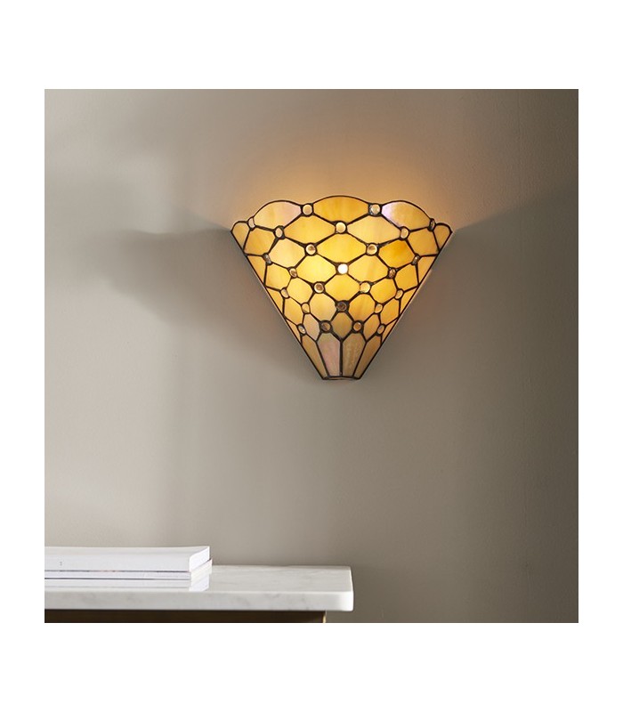 1 Light Indoor Wall Uplighter Dark Bronze with Tiffany Glass, E14 - 2