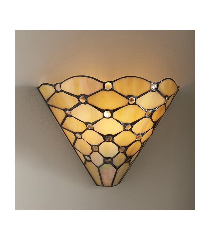 1 Light Indoor Wall Uplighter Dark Bronze with Tiffany Glass, E14 - 3