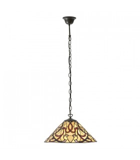 1 Light Medium Ceiling Pendant Dark Bronze, Tiffany glass, E27 - 2