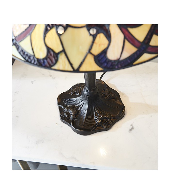 2 Light Medium Table Lamp Dark Bronze, Tiffany Glass, E27 - 4