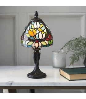 1 Light Mini Table Lamp Dark Bronze, Tiffany Glass, E14 - 2
