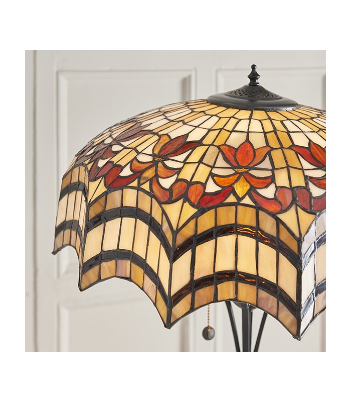 2 Light Floor Lamp Dark Bronze, Tiffany Glass, E27 - 4