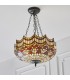 3 Light Large Inverted Ceiling Pendant Dark Bronze, Tiffany glass, E27 - 3