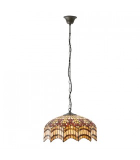 3 Light Medium Ceiling Pendant Dark Bronze, Tiffany glass, E27 - 2