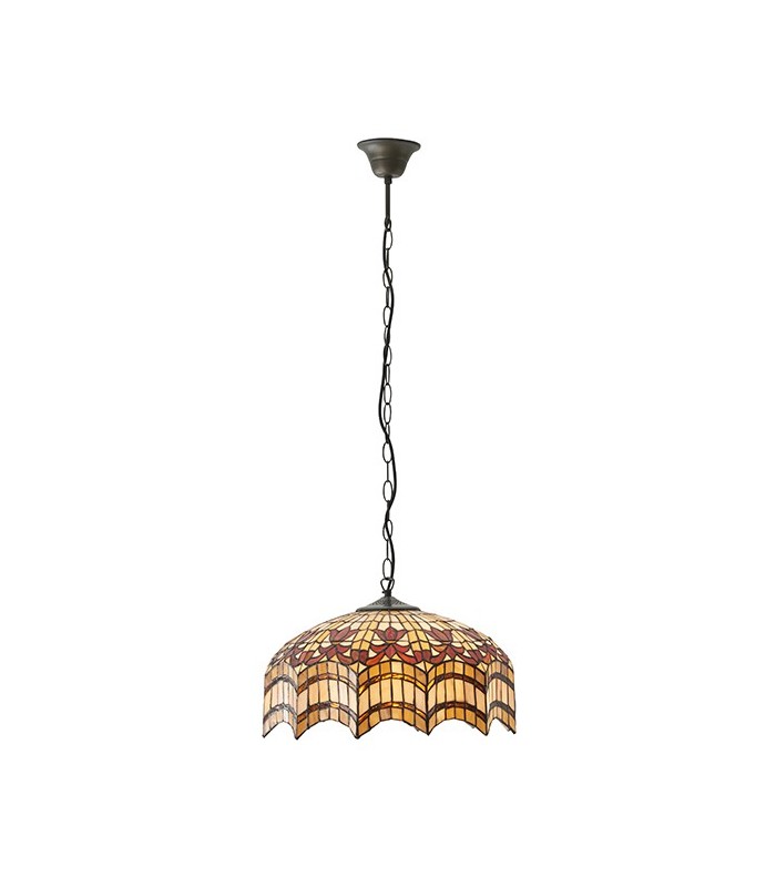3 Light Medium Ceiling Pendant Dark Bronze, Tiffany glass, E27 - 2