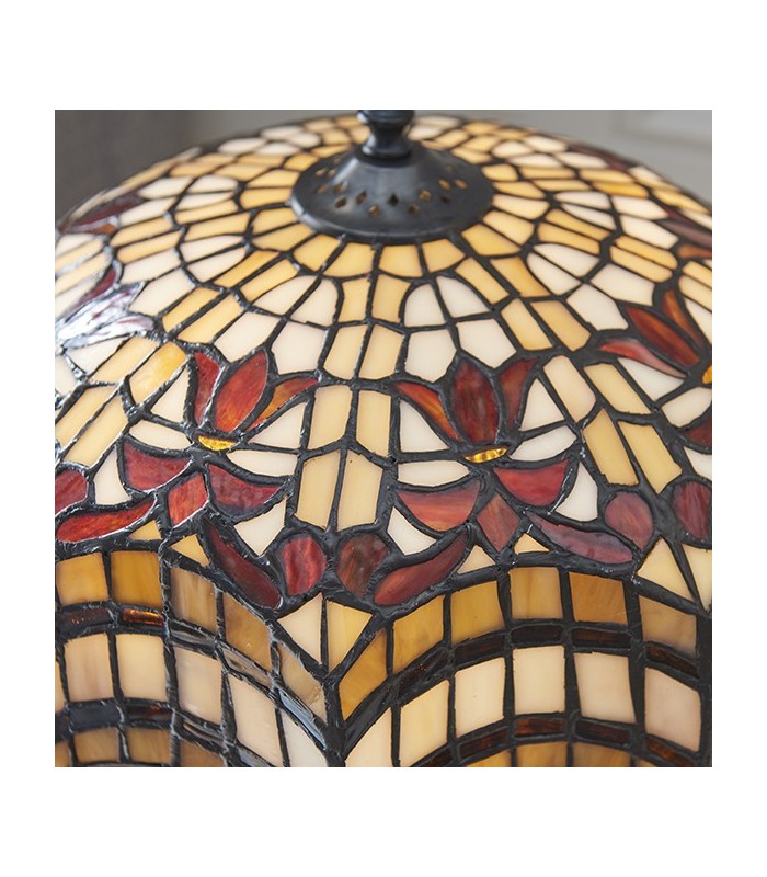 2 Light Small Table Lamp Dark Bronze, Tiffany Glass, E27 - 4