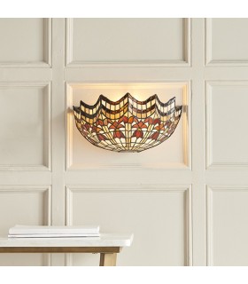 1 Light Indoor Wall Uplighter Dark Bronze with Tiffany Glass, E14 - 2