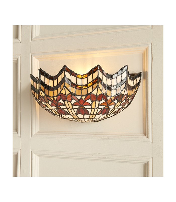 1 Light Indoor Wall Uplighter Dark Bronze with Tiffany Glass, E14 - 3