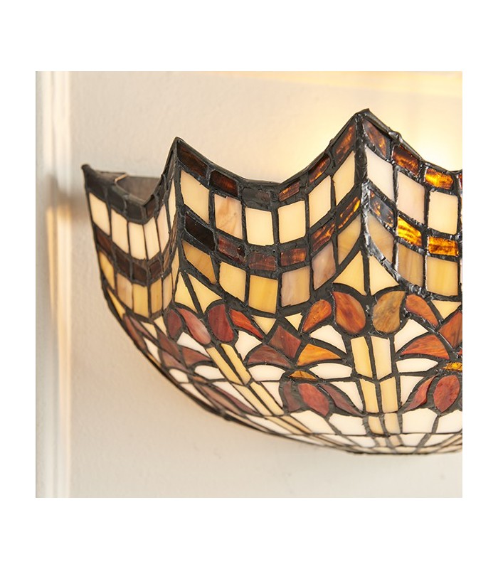 1 Light Indoor Wall Uplighter Dark Bronze with Tiffany Glass, E14 - 4