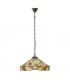 3 Light Large Ceiling Pendant Dark Bronze, Tiffany Style Glass, E27 - 2