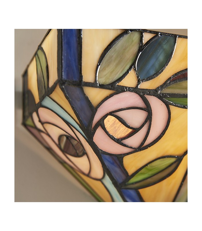 1 Light Indoor Wall Uplighter Dark Bronze with Tiffany Style Glass, E14 - 4