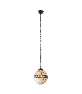 1 Light Small Globe Ceiling Pendant Dark Bronze, Tiffany glass, E14 - 2