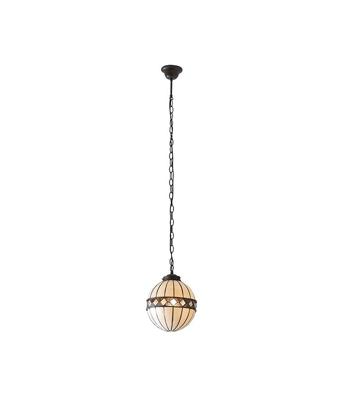 1 Light Small Globe Ceiling Pendant Dark Bronze, Tiffany glass, E14 - 2