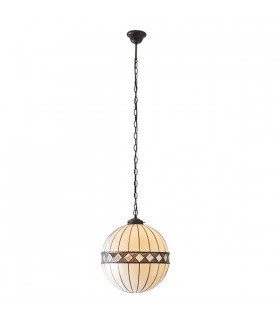 1 Light Medium Globe Ceiling Pendant Dark Bronze, Tiffany glass, E27 - 2
