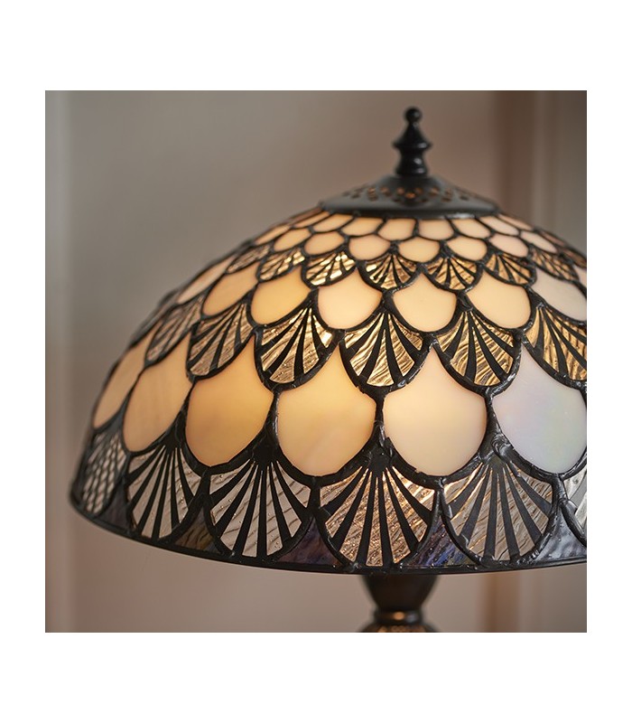 2 Light Small Table Lamp Dark Bronze, Tiffany Glass, E14 - 3