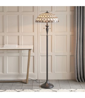 2 Light Floor Light Dark Bronze, Tiffany Glass, E27 - 2