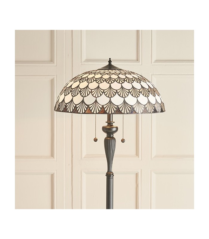 2 Light Floor Light Dark Bronze, Tiffany Glass, E27 - 3