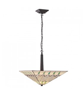 2 Light Large Inverted Ceiling Pendant Dark Bronze, Tiffany glass, E27 - 2