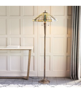 3 Light Floor Lamp Tiffany Glass, Deep Antique Patina, E27 - 2