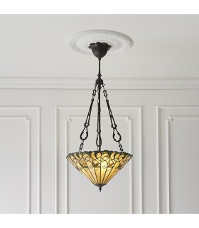 3 Light Medium Inverted Ceiling Pendant Bronze, Tiffany glass, E27 - 2
