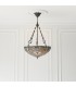 3 Light Large Inverted Ceiling Pendant Dark Bronze, Tiffany glass, E27 - 2
