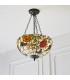 3 Light Medium Ceiling Pendant Bronze, Tiffany Style Glass, E27 - 3
