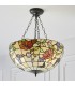 3 Light Large Ceiling Pendant Bronze, Tiffany Style Glass, E27 - 3
