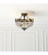 2 Light Medium Semi Flush Ceiling Light Bronze, Tiffany Glass, E27 - 2