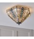 2 Light Medium Ceiling Flush Light Dark Bronze, Tiffany Glass, E27 - 3