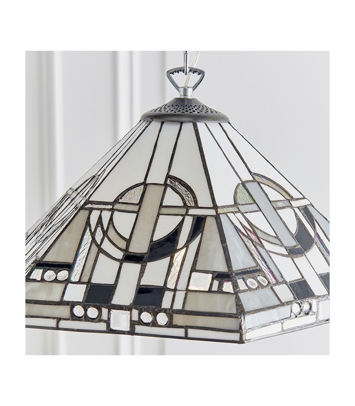 1 Light Medium Ceiling Pendant Tiffany glass, chrome effect plate, E27 - 4