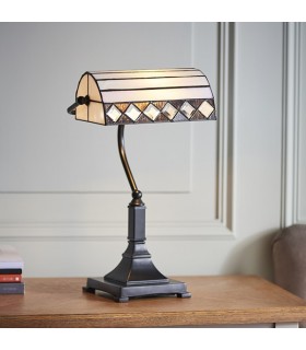 1 Light Table Lamp Dark Bronze, Tiffany Glass, E27 - 2