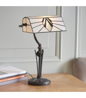 1 Light Table Lamp Black, Tiffany Style Glass, E27 - 2