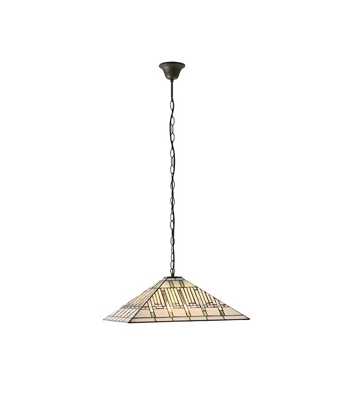 3 Light Large Ceiling Pendant Dark Bronze, Tiffany glass, E27 - 2